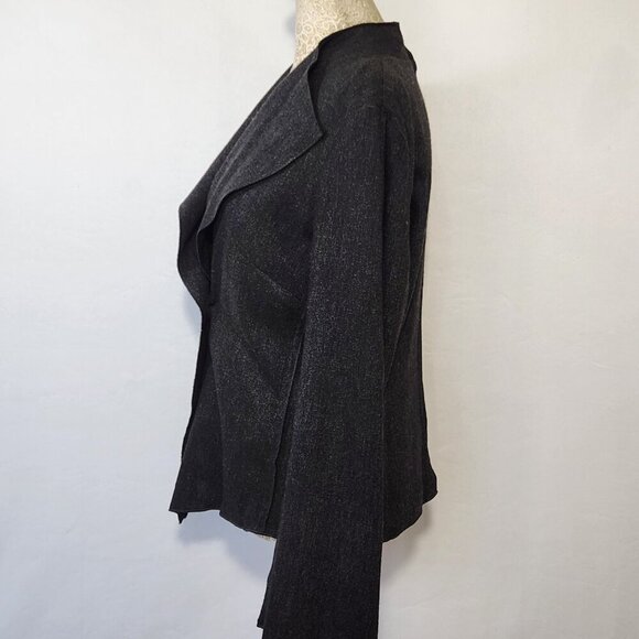 J Jill Women's Size 8P Black Unstructured Wool Blend Asymmetrical Jacket Blazer - Picture 9 of 15